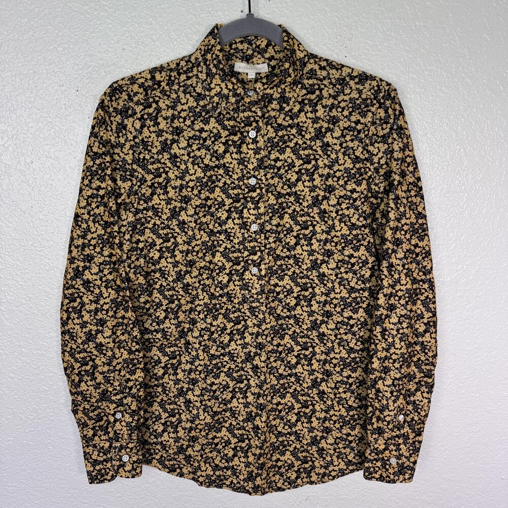 Ann Mashburn Shirt Womens Small Floral Popover Cotton Long Sleeve Top Blouse